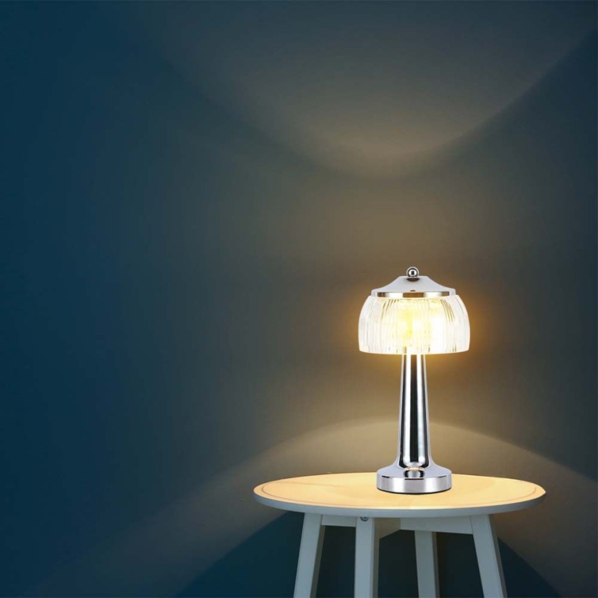 LED Сенсорна настільна акумуляторна лампа з регулюванням яскравості LED/1W/5V 3000-6000K 1800 mAh глянцевий хром