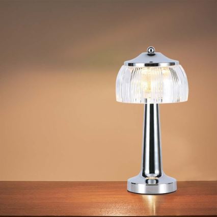 LED Сенсорна настільна акумуляторна лампа з регулюванням яскравості LED/1W/5V 3000-6000K 1800 mAh глянцевий хром