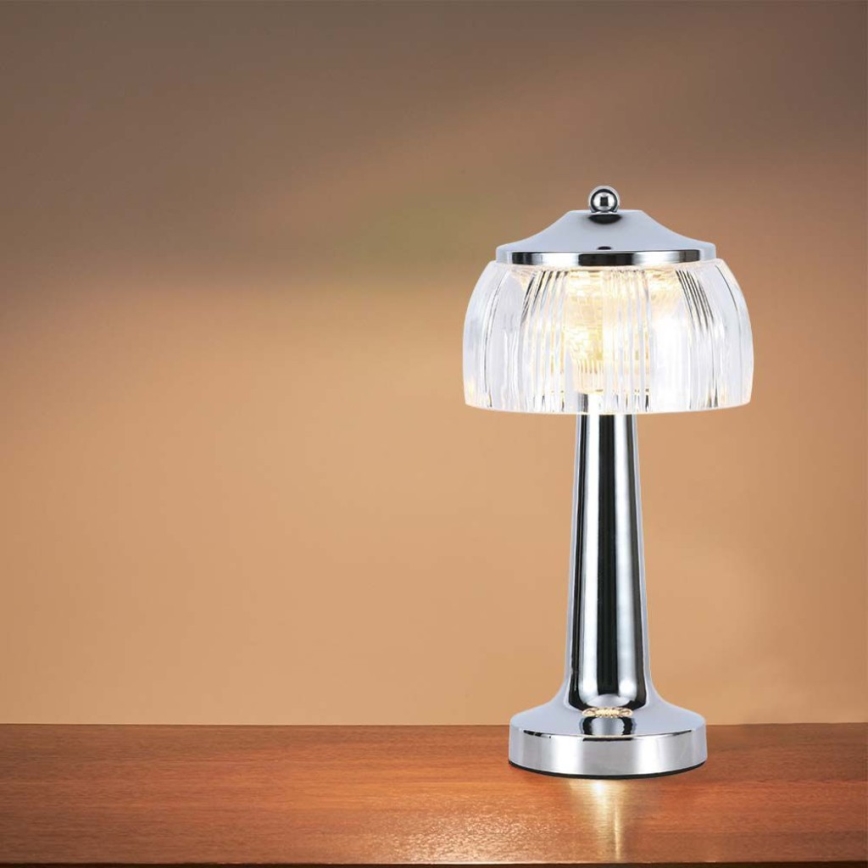 LED Сенсорна настільна акумуляторна лампа з регулюванням яскравості LED/1W/5V 3000-6000K 1800 mAh глянцевий хром