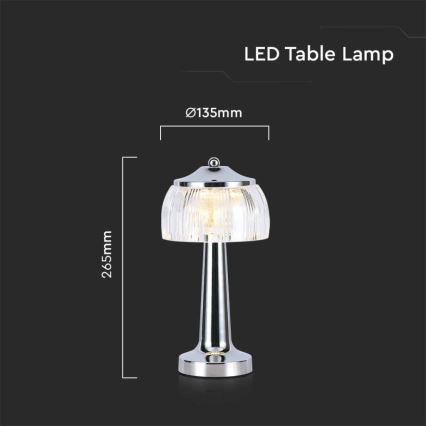 LED Сенсорна настільна акумуляторна лампа з регулюванням яскравості LED/1W/5V 3000-6000K 1800 mAh глянцевий хром