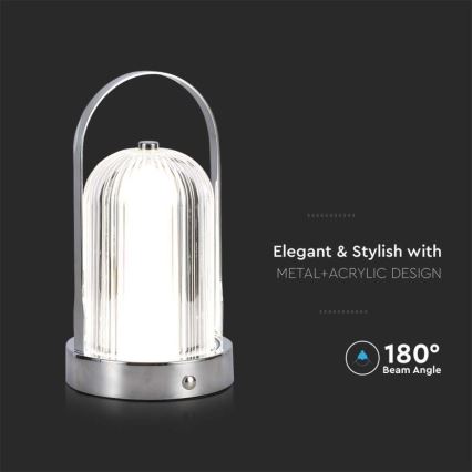 LED Сенсорна настільна акумуляторна лампа з регулюванням яскравості LED/1W/5V 3000-6000K 1800 mAh матовий хром