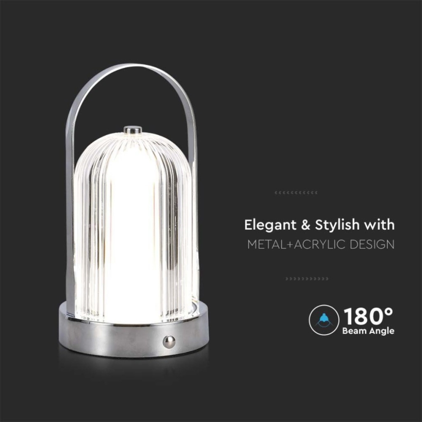 LED Сенсорна настільна акумуляторна лампа з регулюванням яскравості LED/1W/5V 3000-6000K 1800 mAh матовий хром