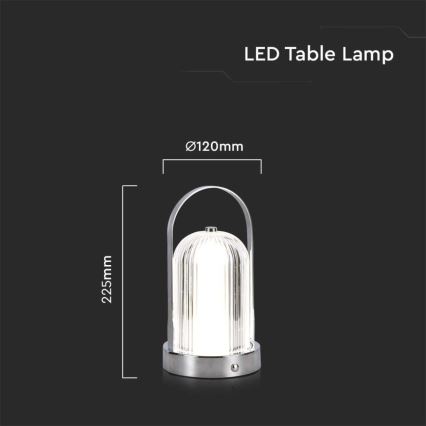 LED Сенсорна настільна акумуляторна лампа з регулюванням яскравості LED/1W/5V 3000-6000K 1800 mAh матовий хром