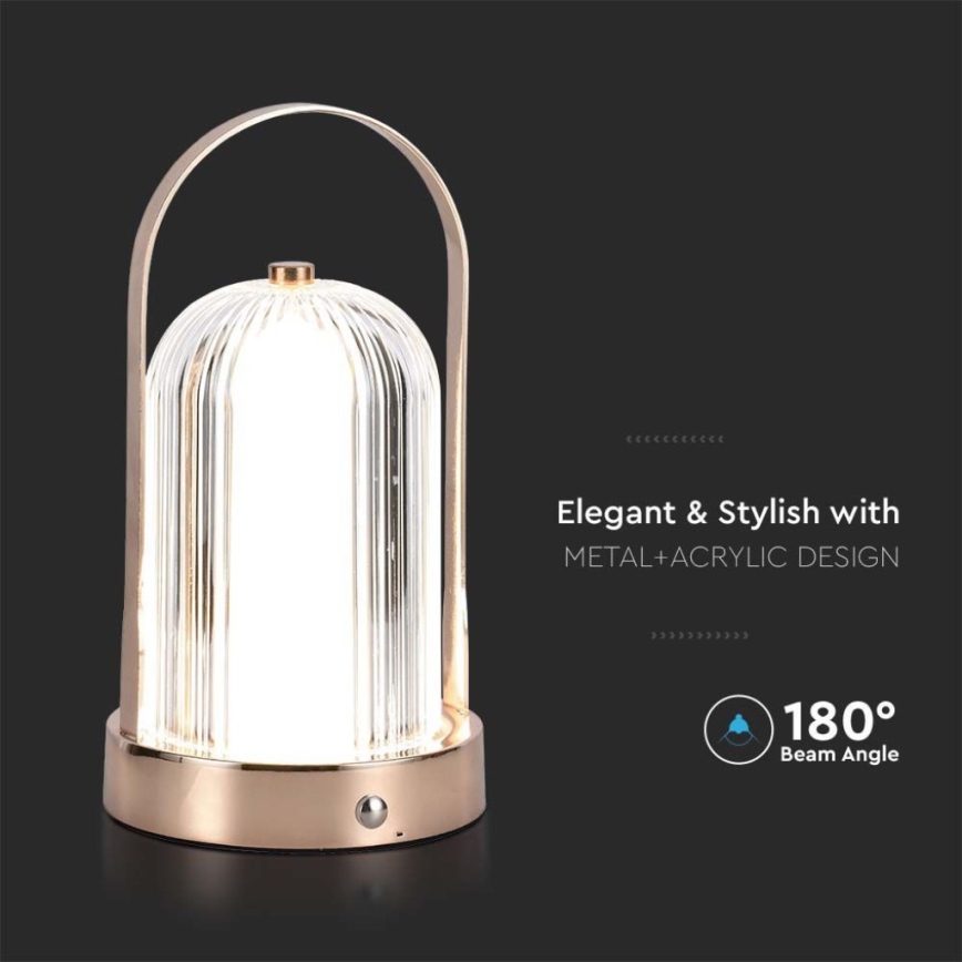 LED Сенсорна настільна акумуляторна лампа з регулюванням яскравості LED/1W/5V 3000-6000K 1800 mAh мідь