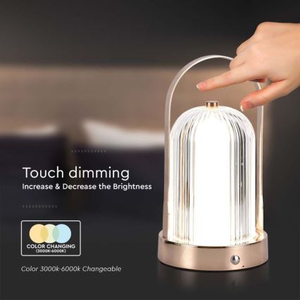 LED Сенсорна настільна акумуляторна лампа з регулюванням яскравості LED/1W/5V 3000-6000K 1800 mAh мідь