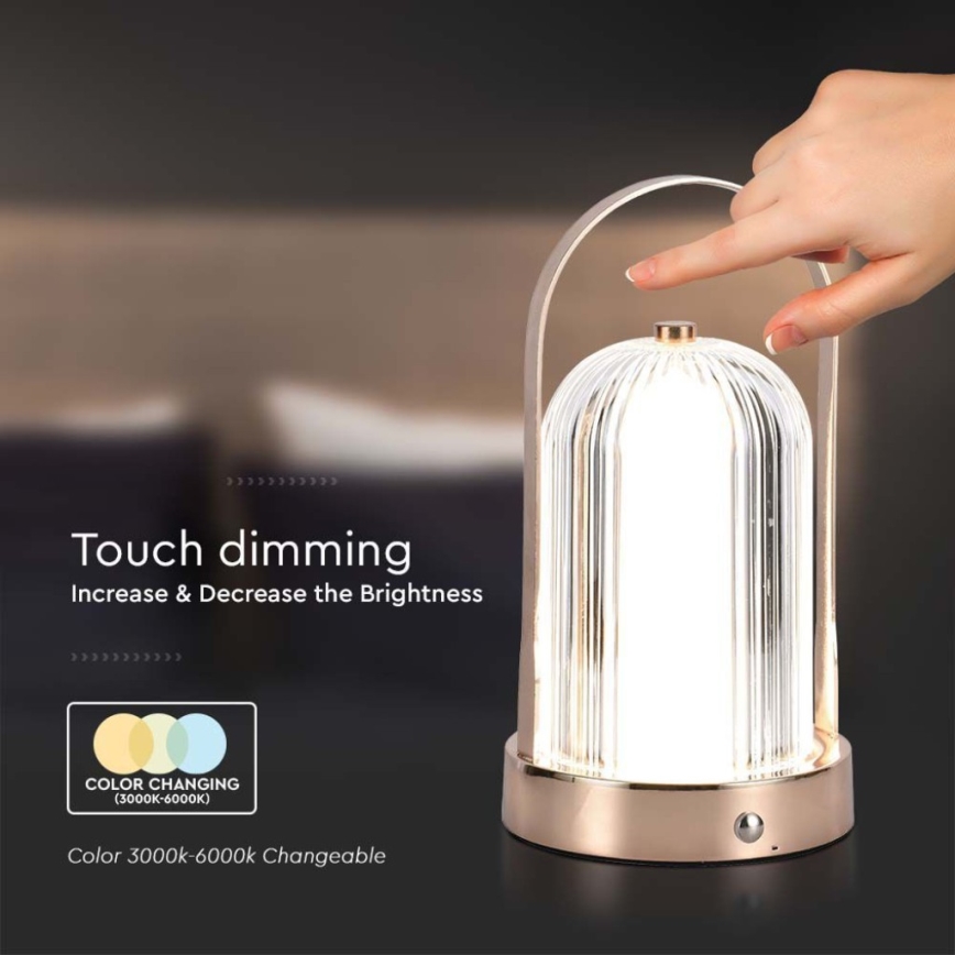 LED Сенсорна настільна акумуляторна лампа з регулюванням яскравості LED/1W/5V 3000-6000K 1800 mAh мідь