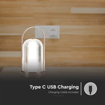 LED Сенсорна настільна акумуляторна лампа з регулюванням яскравості LED/1W/5V 3000-6000K 1800 mAh мідь