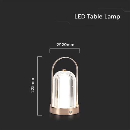 LED Сенсорна настільна акумуляторна лампа з регулюванням яскравості LED/1W/5V 3000-6000K 1800 mAh мідь
