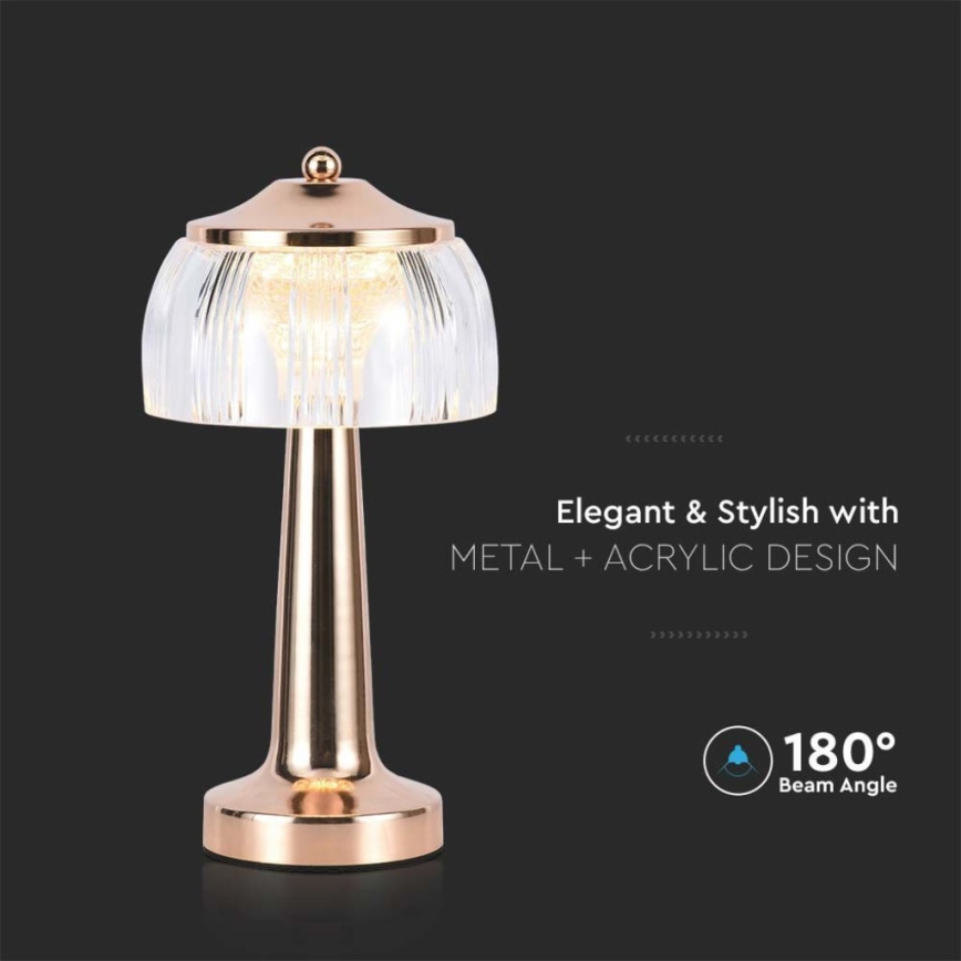LED Сенсорна настільна акумуляторна лампа з регулюванням яскравості LED/1W/5V 3000-6000K 1800 mAh рожеве золото