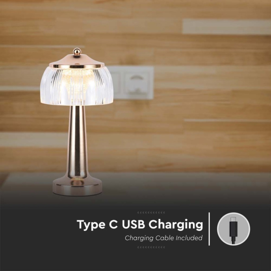 LED Сенсорна настільна акумуляторна лампа з регулюванням яскравості LED/1W/5V 3000-6000K 1800 mAh рожеве золото
