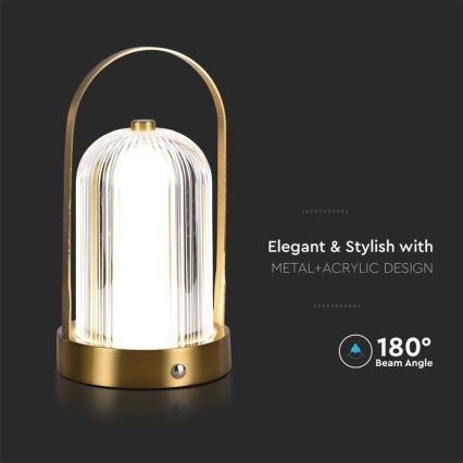 LED Сенсорна настільна акумуляторна лампа з регулюванням яскравості LED/1W/5V 3000-6000K 1800 mAh золотий