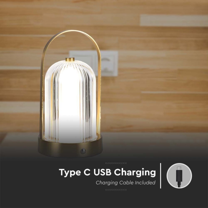LED Сенсорна настільна акумуляторна лампа з регулюванням яскравості LED/1W/5V 3000-6000K 1800 mAh золотий