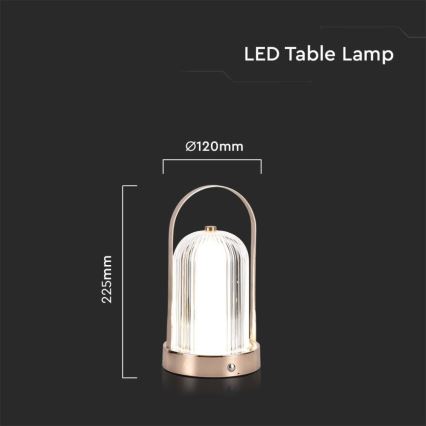 LED Сенсорна настільна акумуляторна лампа з регулюванням яскравості LED/1W/5V 3000-6000K 1800 mAh золотий