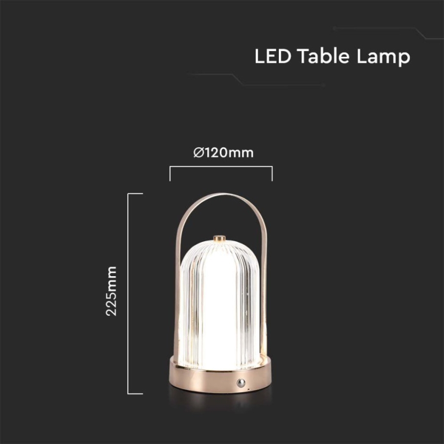 LED Сенсорна настільна акумуляторна лампа з регулюванням яскравості LED/1W/5V 3000-6000K 1800 mAh золотий