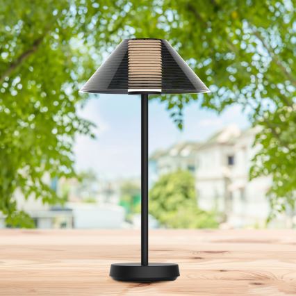 LED Сенсорна вулична настільна лампа з регулюванням яскравості SERENGETI LED/3,4W/5V USB 3600 mAh IP44 чорний