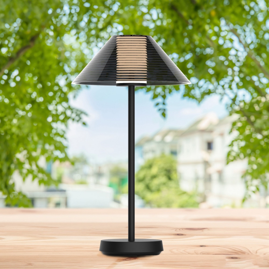 LED Сенсорна вулична настільна лампа з регулюванням яскравості SERENGETI LED/3,4W/5V USB 3600 mAh IP44 чорний
