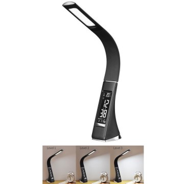 Настільна LED лампа з регулюванням яскравості та дисплеєм LEATHER LED/7W/230V чорний