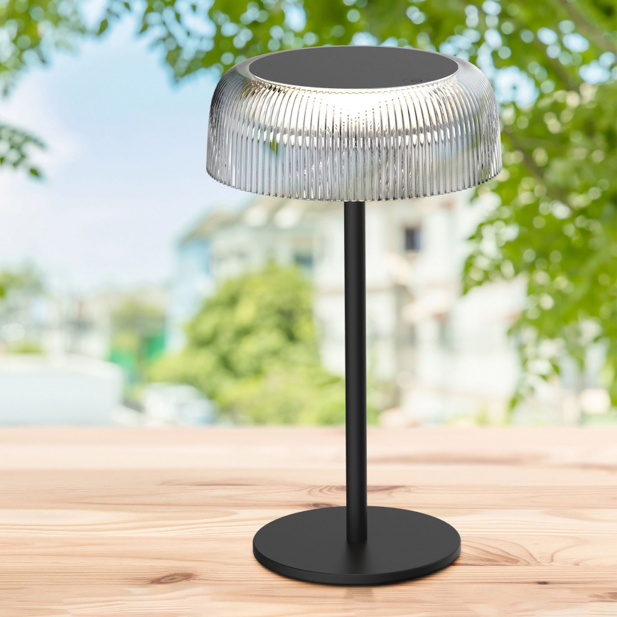 LED Сенсорна вулична настільна лампа з регулюванням яскравості TRYPOLIS LED/2W/5V USB 1800 mAh IP44 чорний