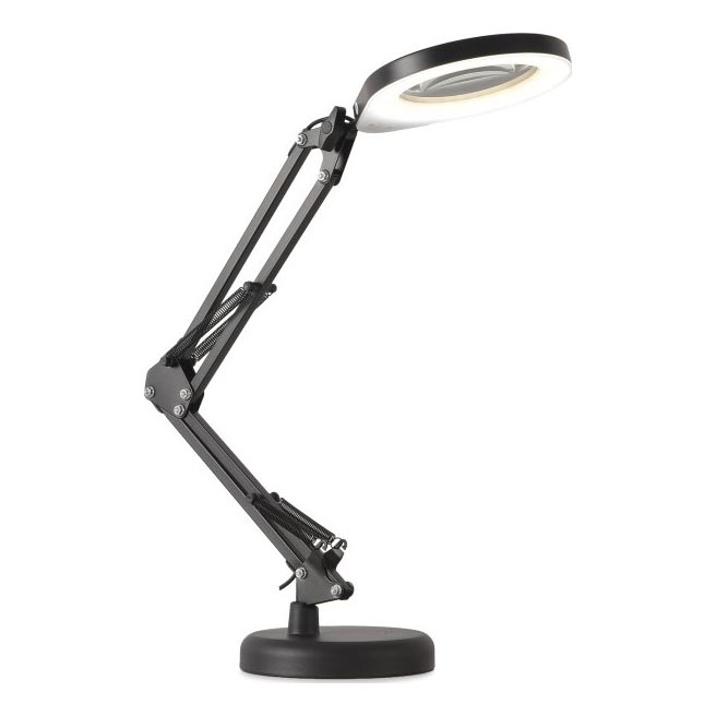 Настільна LED лампа з регулюванням яскравості з лупою 2в1 AURIQ LOUPE LED/10W/5V 3000/4000/6500K чорний