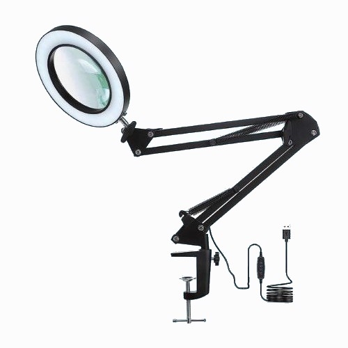 Настільна LED лампа з регулюванням яскравості з лупою LED/22W/5V 4000-6000K чорний