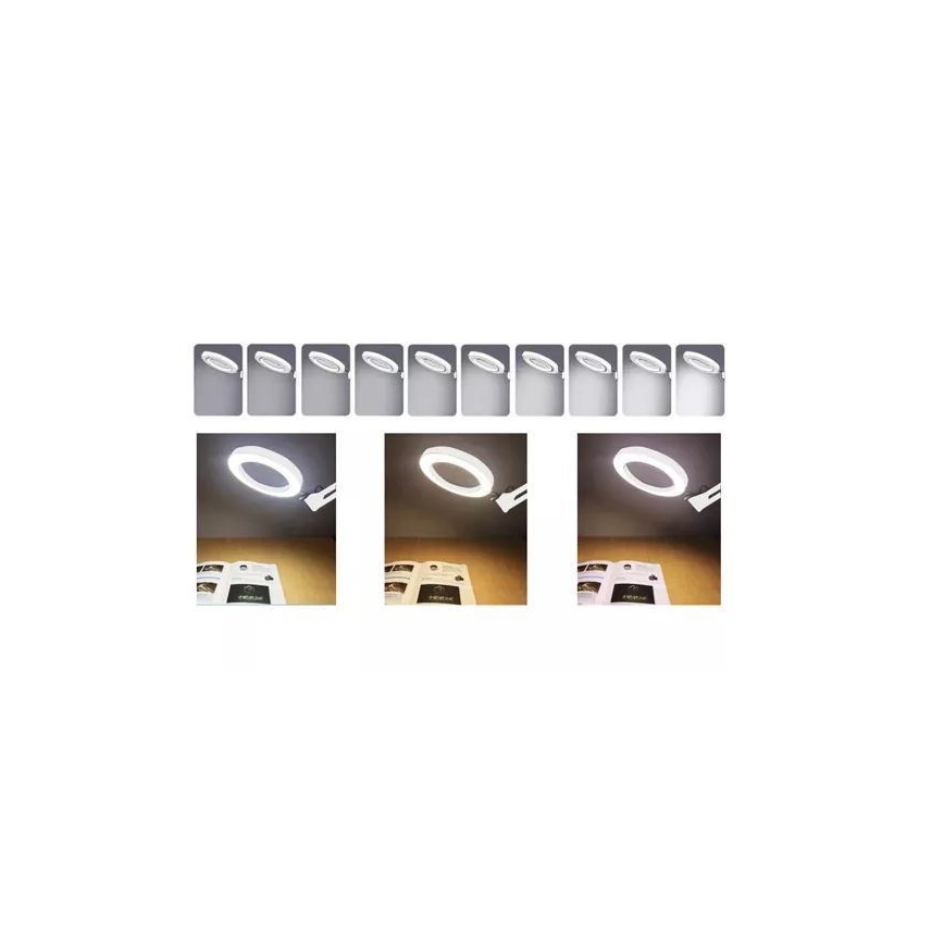 Настільна LED лампа з регулюванням яскравості з лупою LED/6W/5V 3000K/4000K/6000K білий