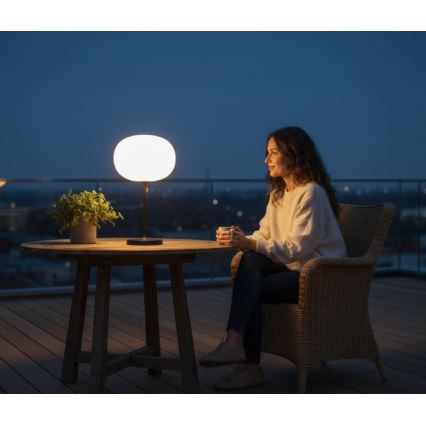 LED затемнювана акумуляторна зовнішня настільна лампа VENEZIA LED/2W/5V 2700K IP54 4000 mAh чорна