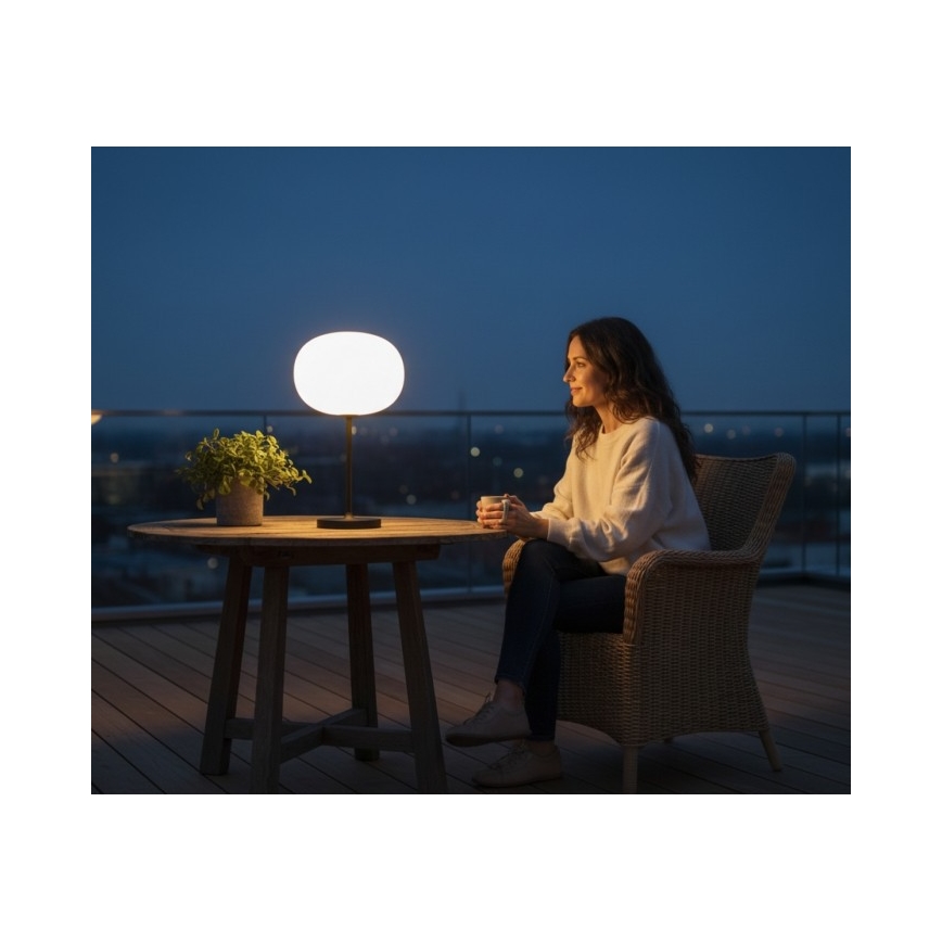LED затемнювана акумуляторна зовнішня настільна лампа VENEZIA LED/2W/5V 2700K IP54 4000 mAh чорна