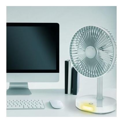 Настільний акумуляторний вентилятор 3000mA/3,7V USB 3 рівні потужності сірий/білий