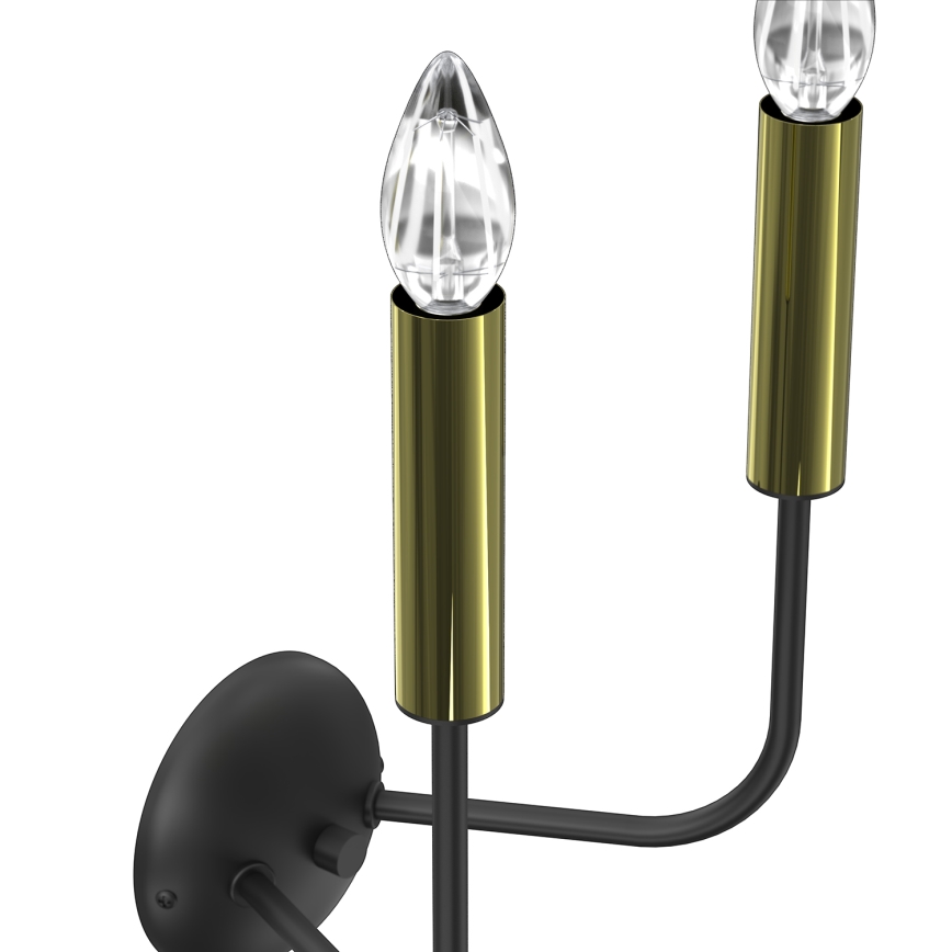 Настінна лампа AKASYA 2xE14/15W/230V чорний/золотий