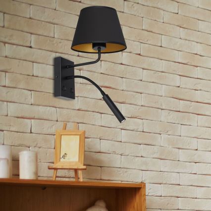 Настінна лампа ARDEN 1xE27/60W/230V + 1xG9/8W чорний/золотий