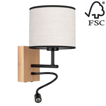 Настінна лампа BOHO 1xE27/25W/230V + LED/1W/230V дуб – сертифіковано FSC