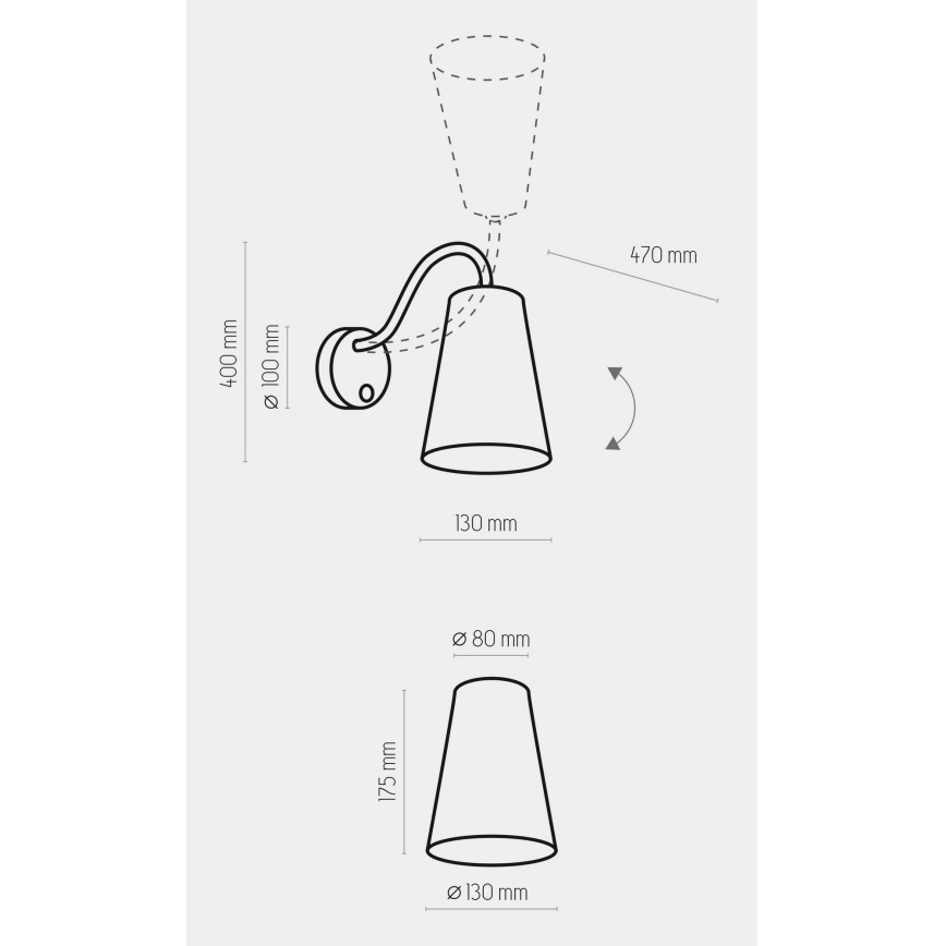 Настінна лампа (бра) WIRE 1xE27/15W/230V чорний/золотий
