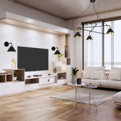 Настінна лампа DEMET 1xE27/60W/230V чорний/золотий