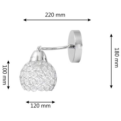 Настінна лампа DORIS 1xE27/15W/230V глянцевий хром/прозорий