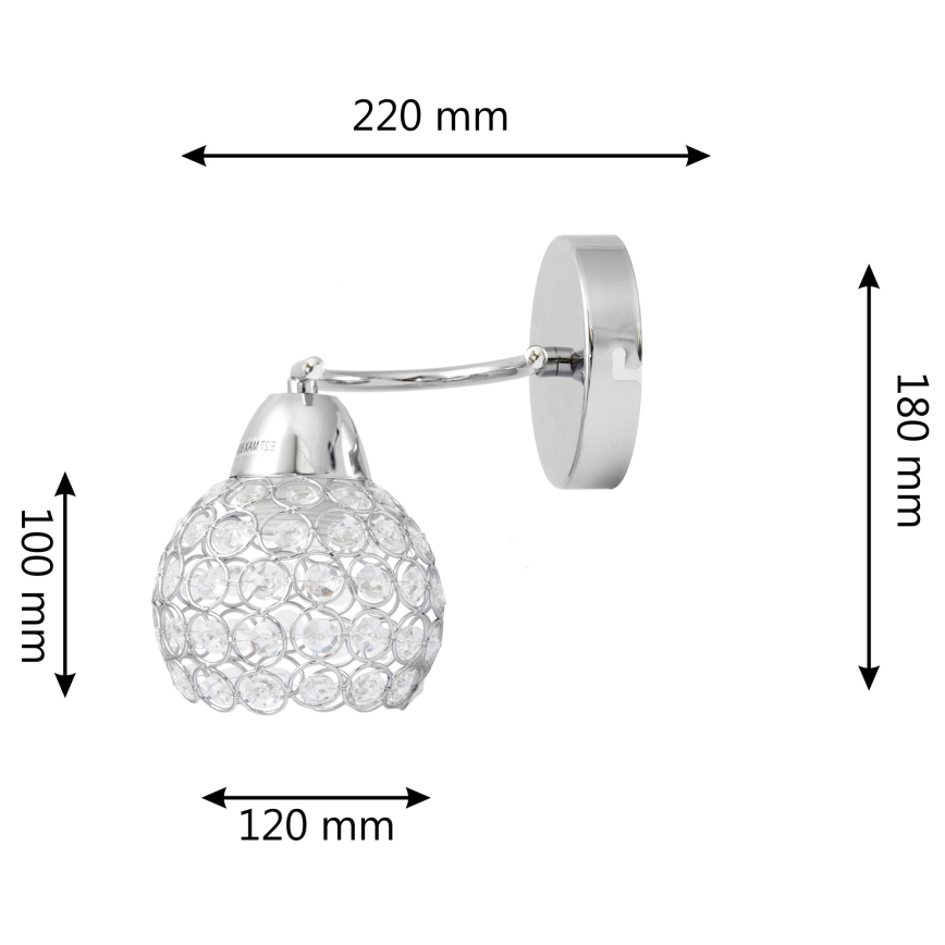 Настінна лампа DORIS 1xE27/15W/230V глянцевий хром/прозорий