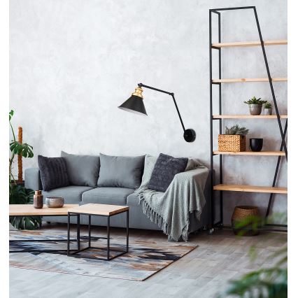 Настінна лампа FUNDO 1xE27/40W/230V чорна/золота