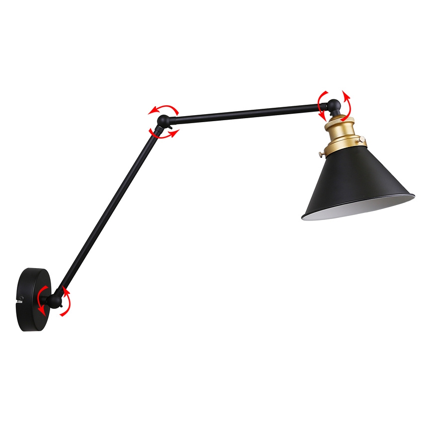 Настінна лампа FUNDO 1xE27/40W/230V чорна/золота