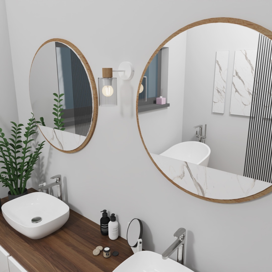 Настінна лампа MADERA 1xE27/60W/230V білий/дерево