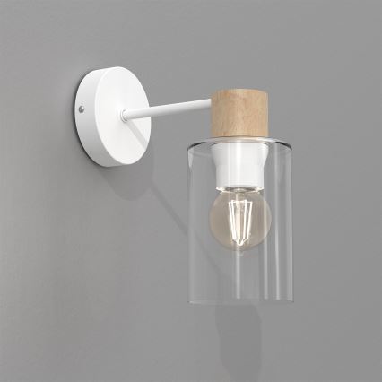 Настінна лампа MADERA 1xE27/60W/230V білий/дерево