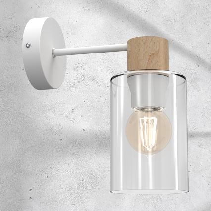 Настінна лампа MADERA 1xE27/60W/230V білий/дерево