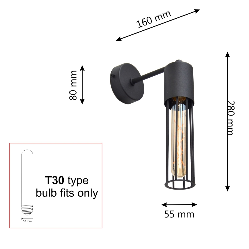 Настінна лампа MELODY 1xE27/15W/230V чорний