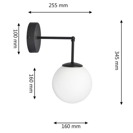 Настінна лампа MOON 1xE27/15W/230V чорний