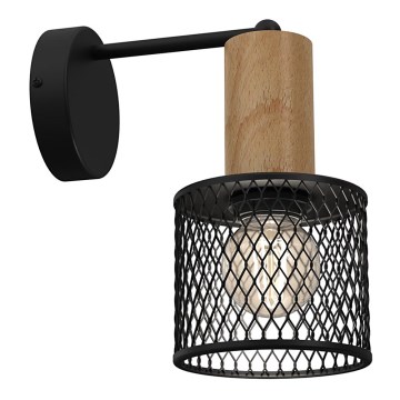 Настінна лампа SOBRESA 1xE27/60W/230V чорний/дерево