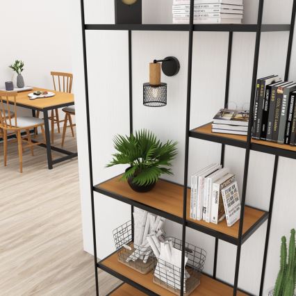 Настінна лампа SOBRESA 1xE27/60W/230V чорний/дерево