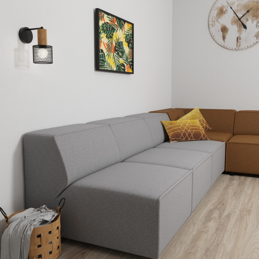 Настінна лампа SOBRESA 1xE27/60W/230V чорний/дерево