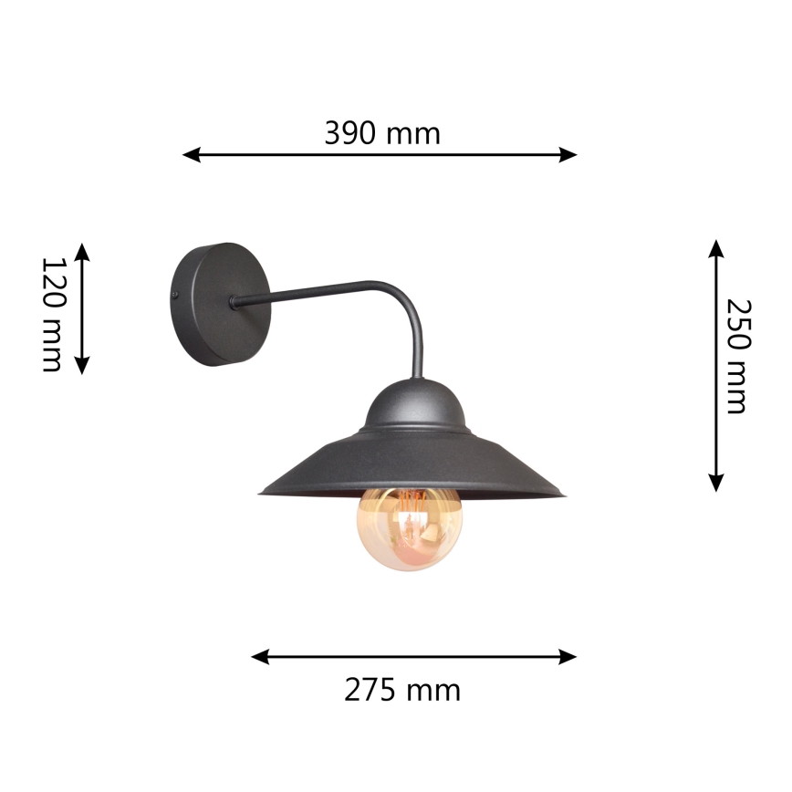 Настінна лампа SORAPIS 1xE27/15W/230V чорний