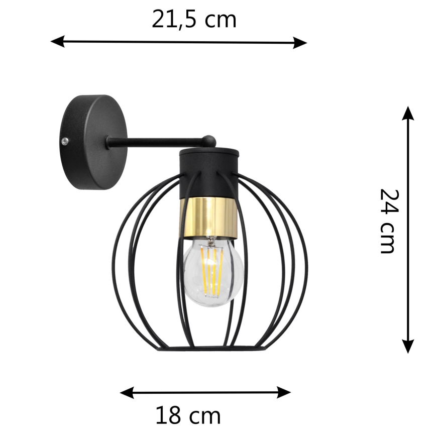 Настінна лампа STARLIGHT 1xE27/15W/230V чорний/золотий
