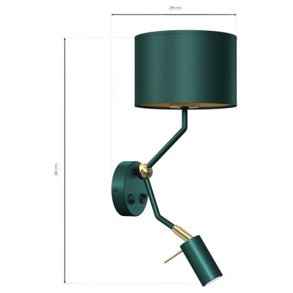 Настінна лампа VERDE 1xE27/60W/230V + 1xGU10-MR11/7W зелений