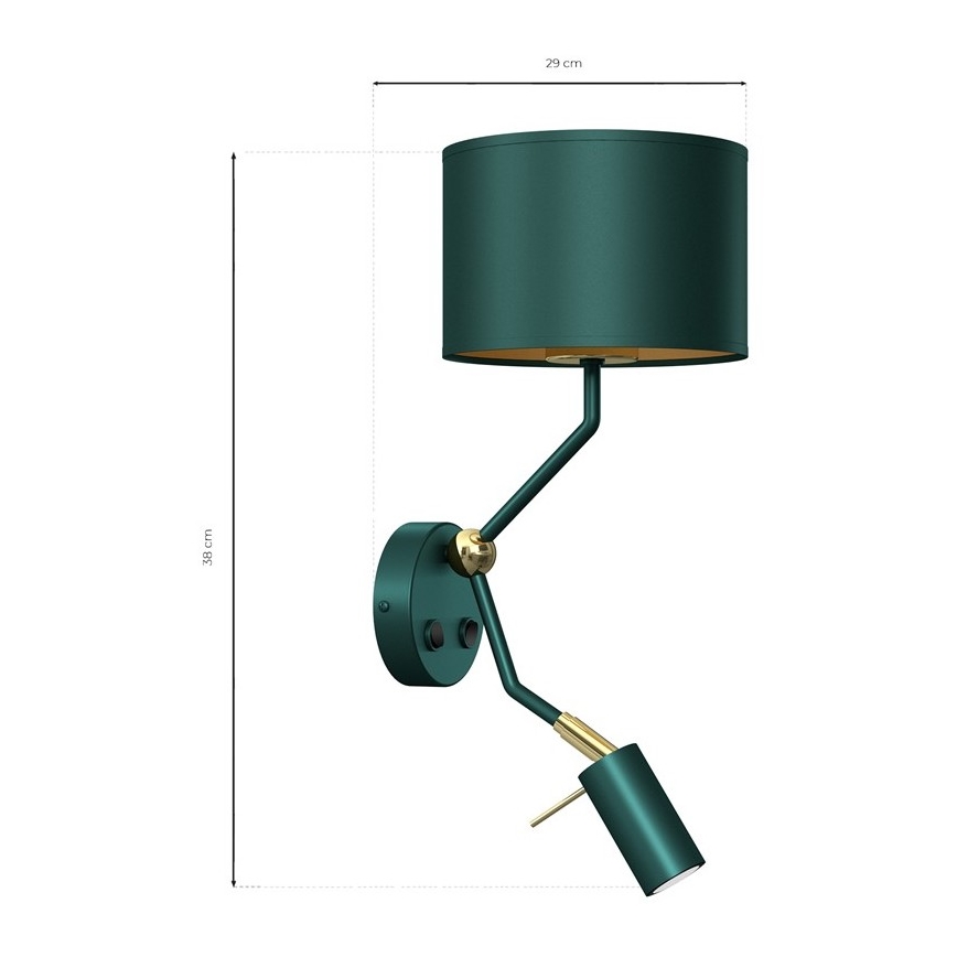 Настінна лампа VERDE 1xE27/60W/230V + 1xGU10-MR11/7W зелений