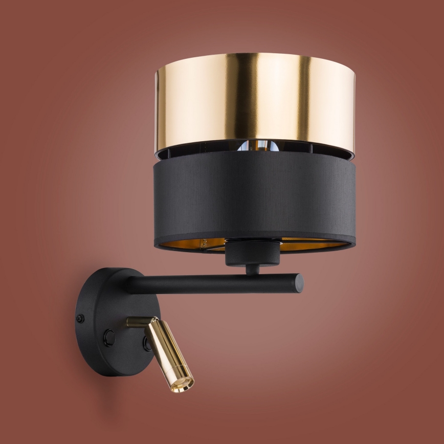 Настінна LED лампа (бра) HILTON 1xE27/15W/230V + LED/3W/230V латунь/чорний